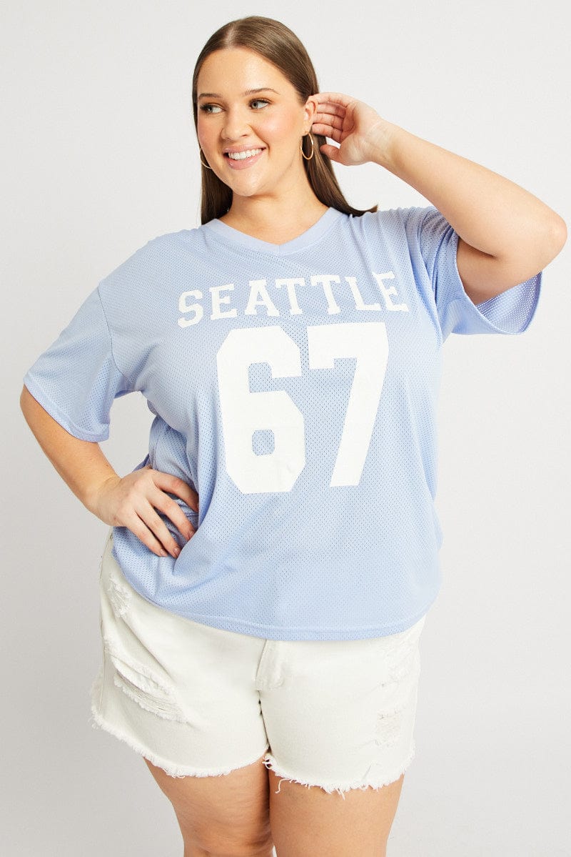 Blue Graphic T Shirt Short Sleeve - Image 3