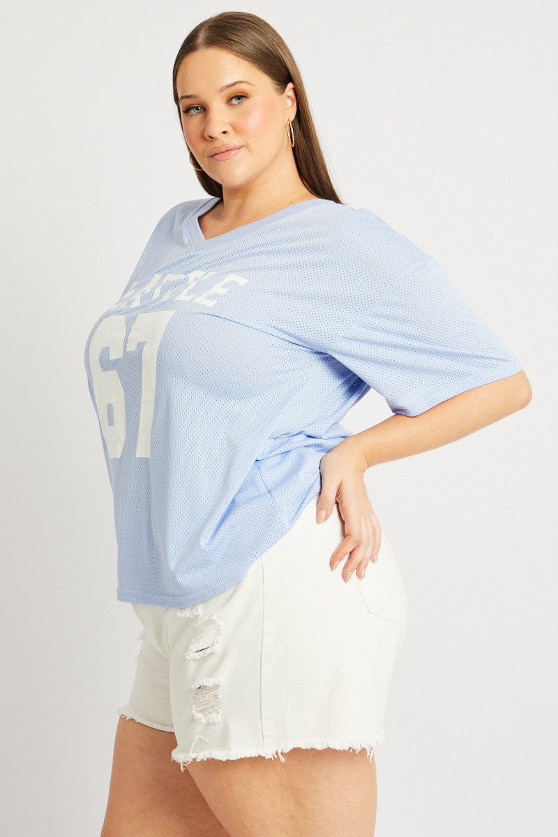 Blue Graphic T Shirt Short Sleeve - Image 4
