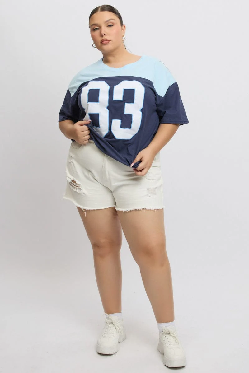 Blue Graphic T Shirt Short Sleeve - Image 2