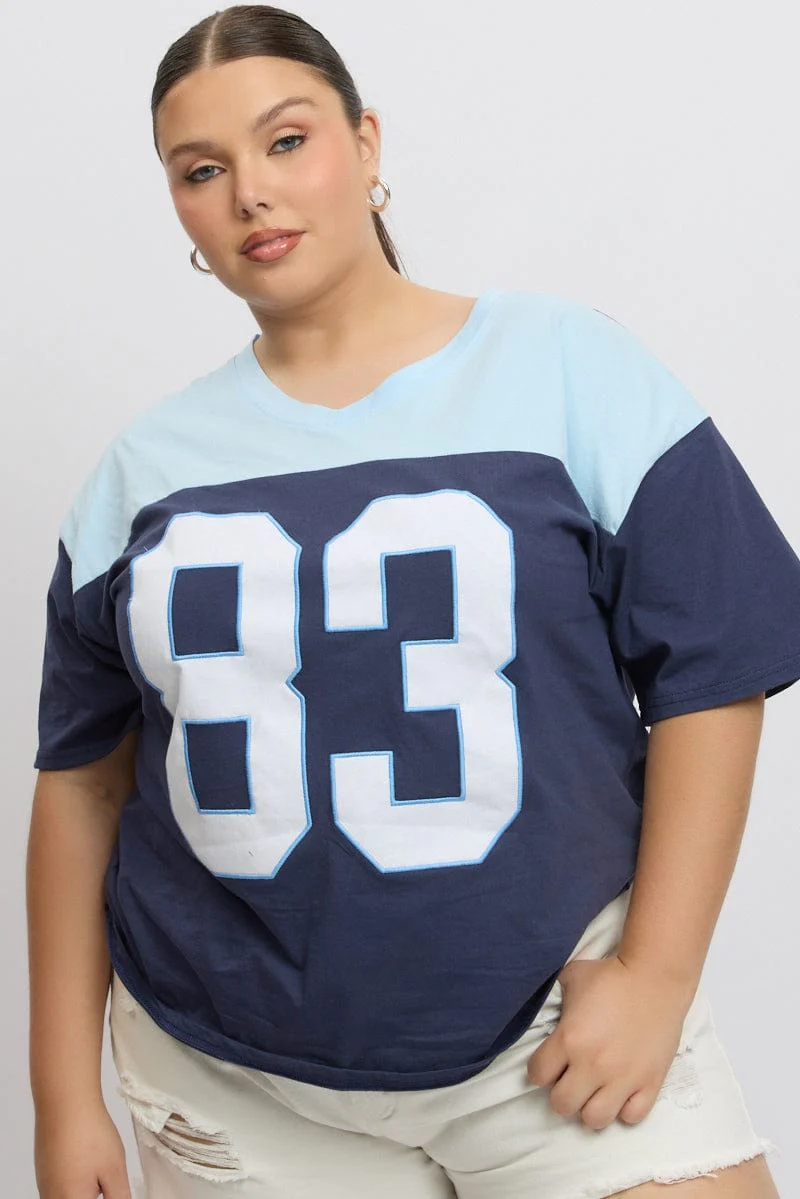 Blue Graphic T Shirt Short Sleeve - Image 3