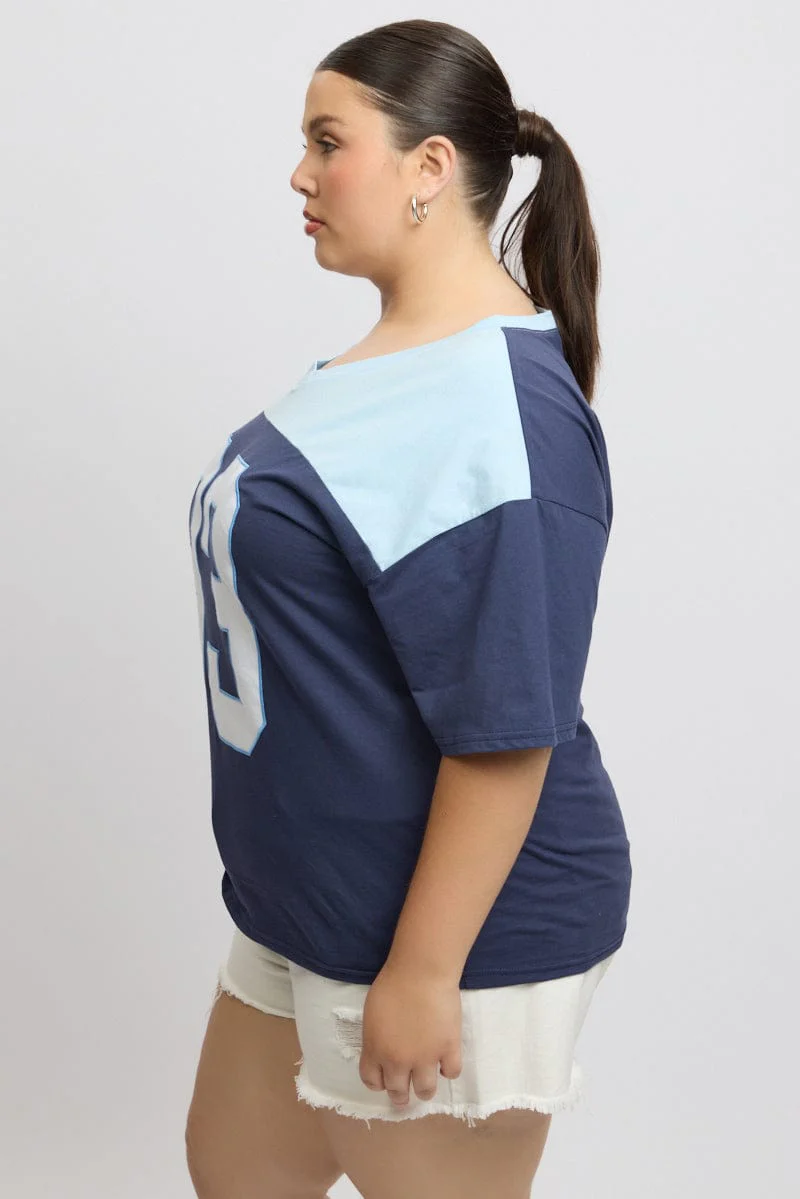 Blue Graphic T Shirt Short Sleeve - Image 4
