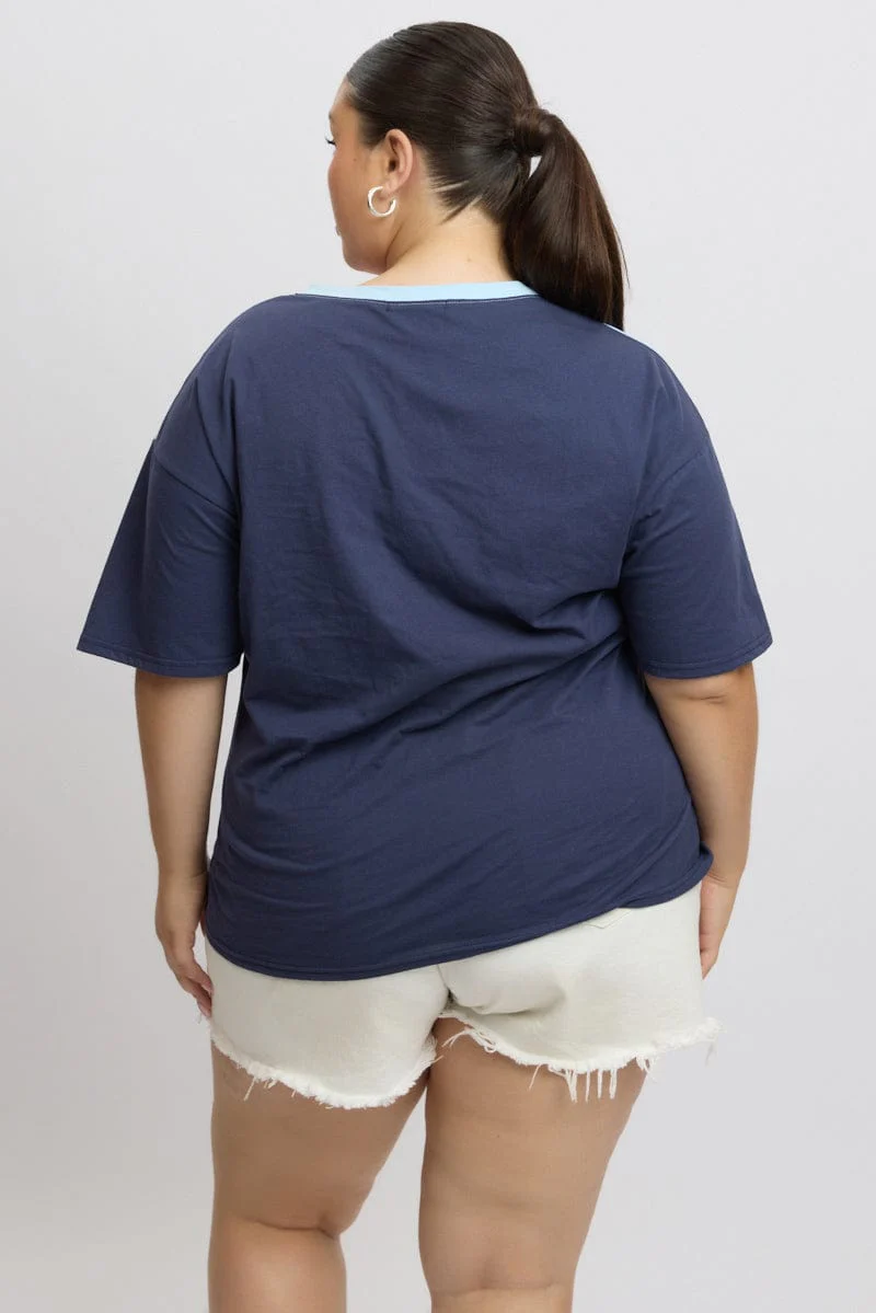 Blue Graphic T Shirt Short Sleeve - Image 5