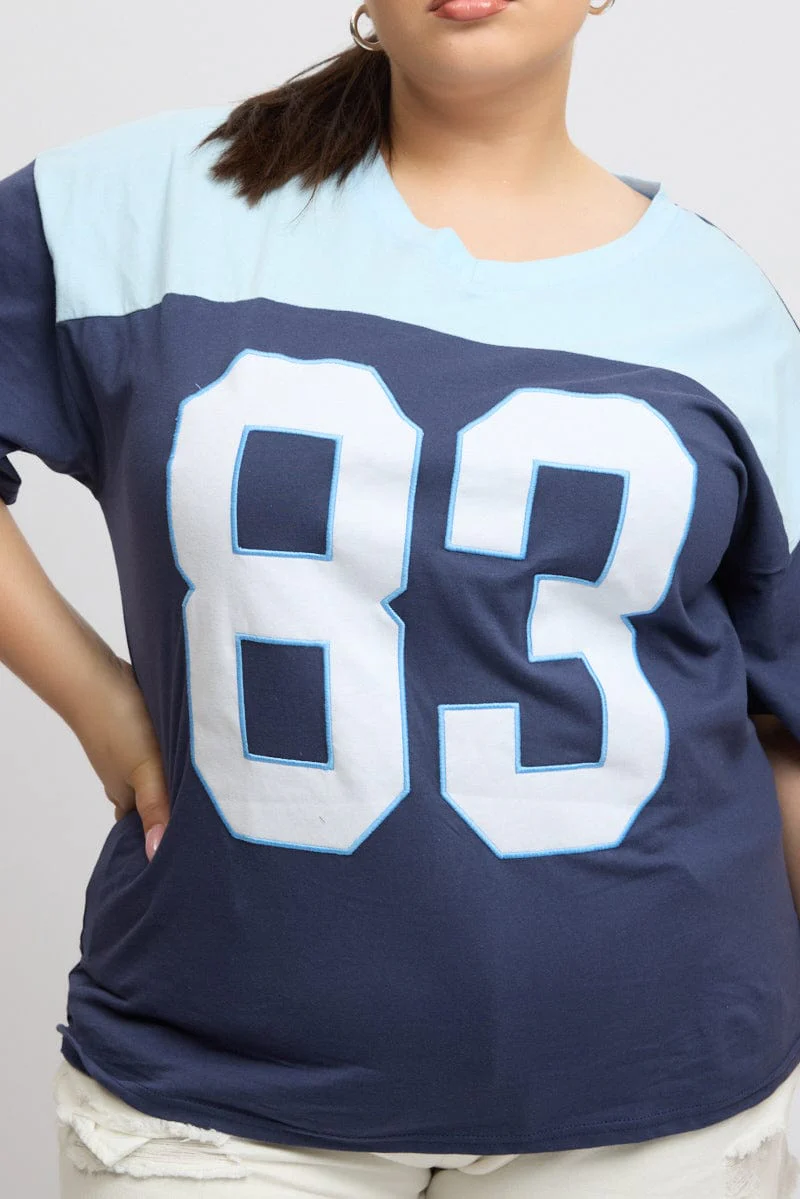 Blue Graphic T Shirt Short Sleeve - Image 6