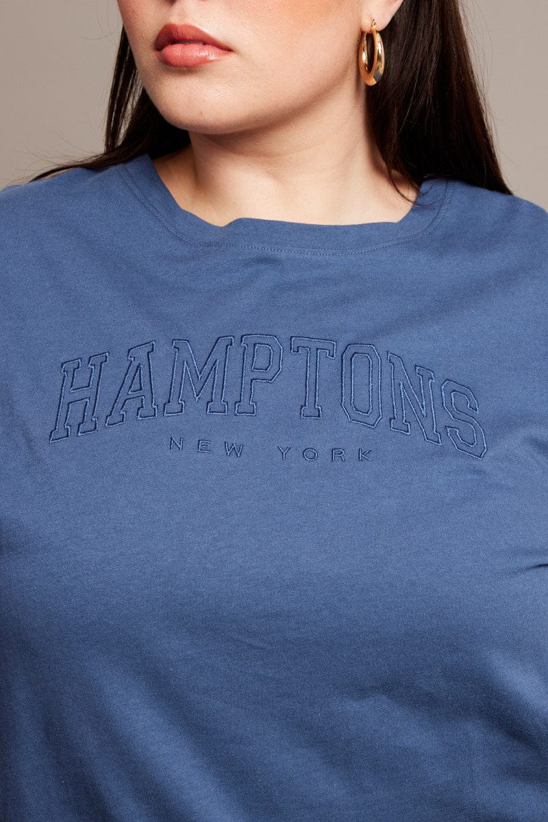 Blue Graphic T-shirt Short Sleeve Crew Neck - Image 6