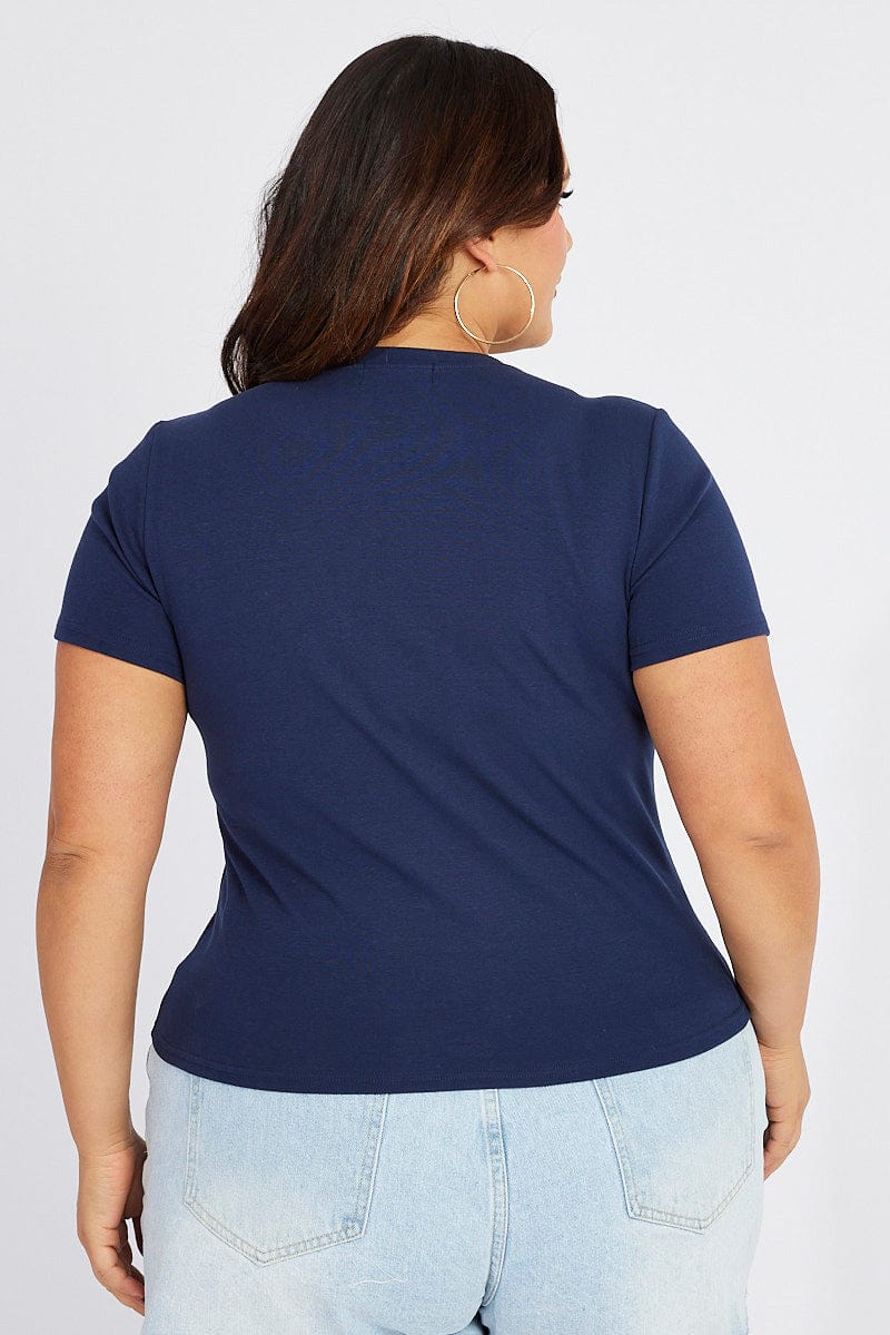 Blue Graphic T-shirt Short Sleeve Crew Neck - Image 5