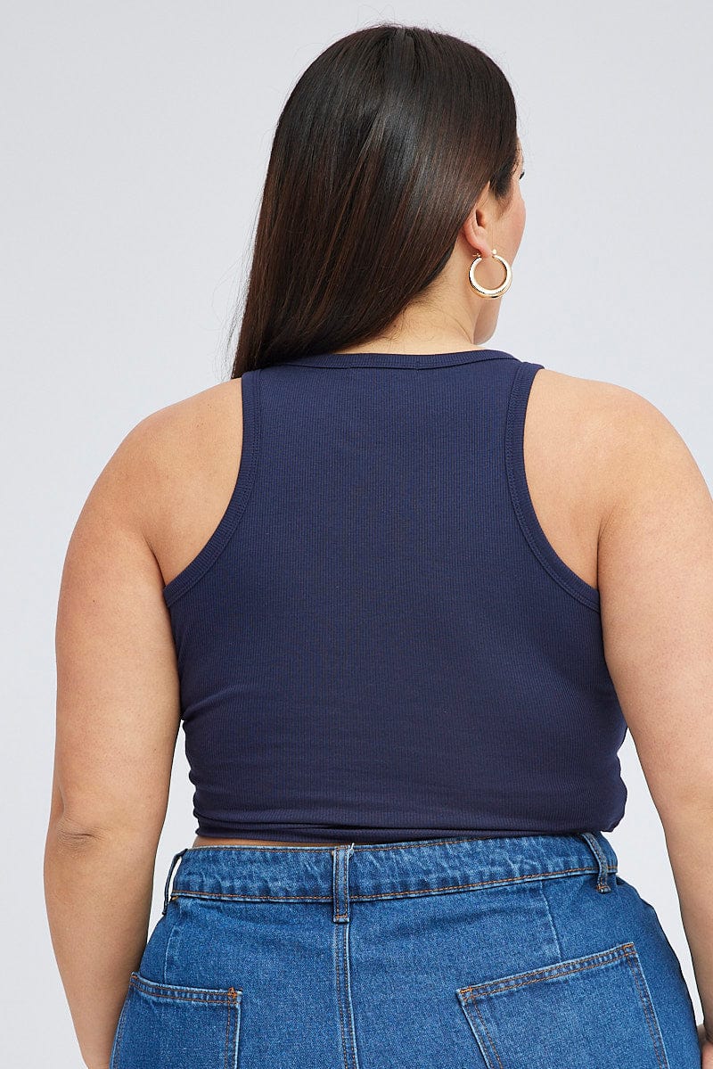 Blue Graphic Tank Top Crew Neck - Image 5