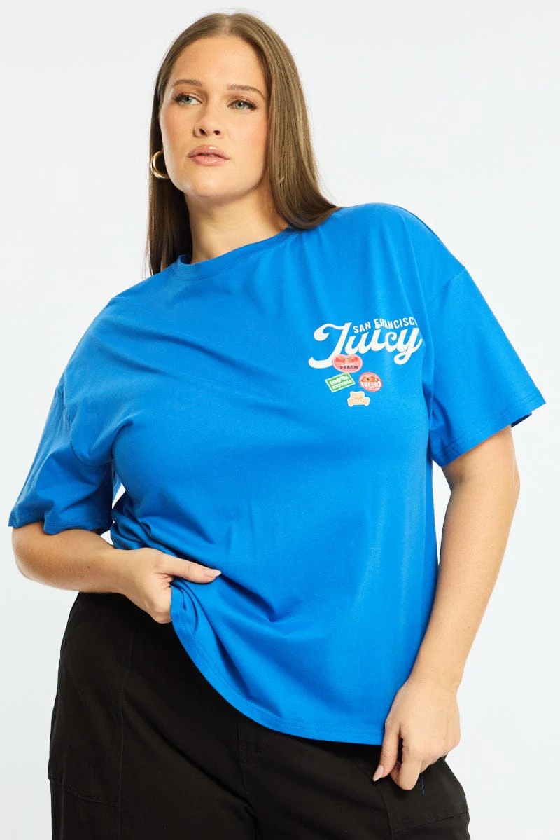 Blue Graphic Tee Short Sleeve