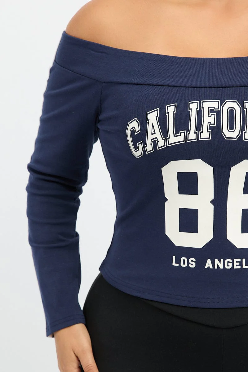 Blue Graphic Top Long Sleeve - Image 5