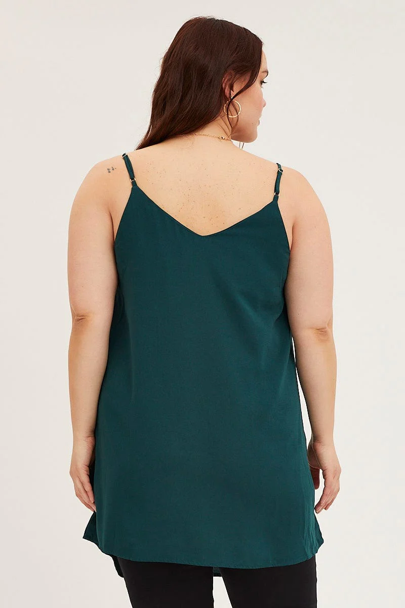 Blue Green Button Front Singlet Top - Image 5
