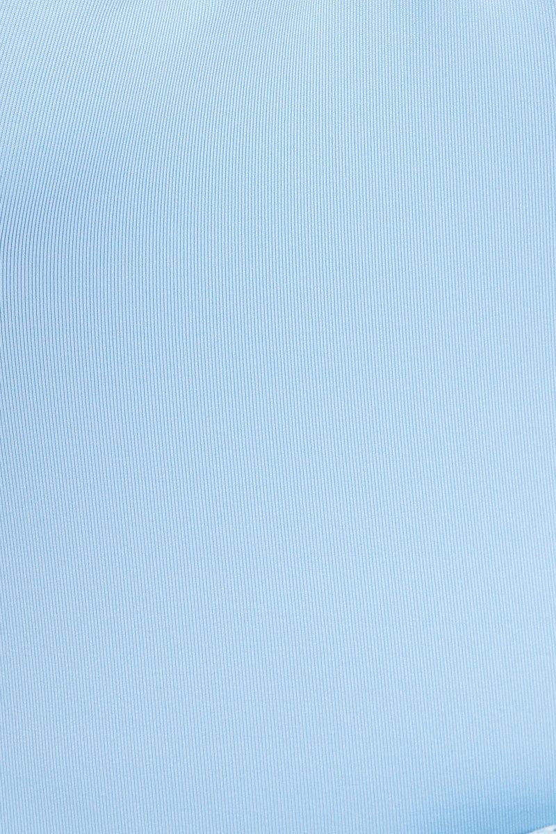 Blue Halter Bodysuit Ring Detail Jersey - Image 6