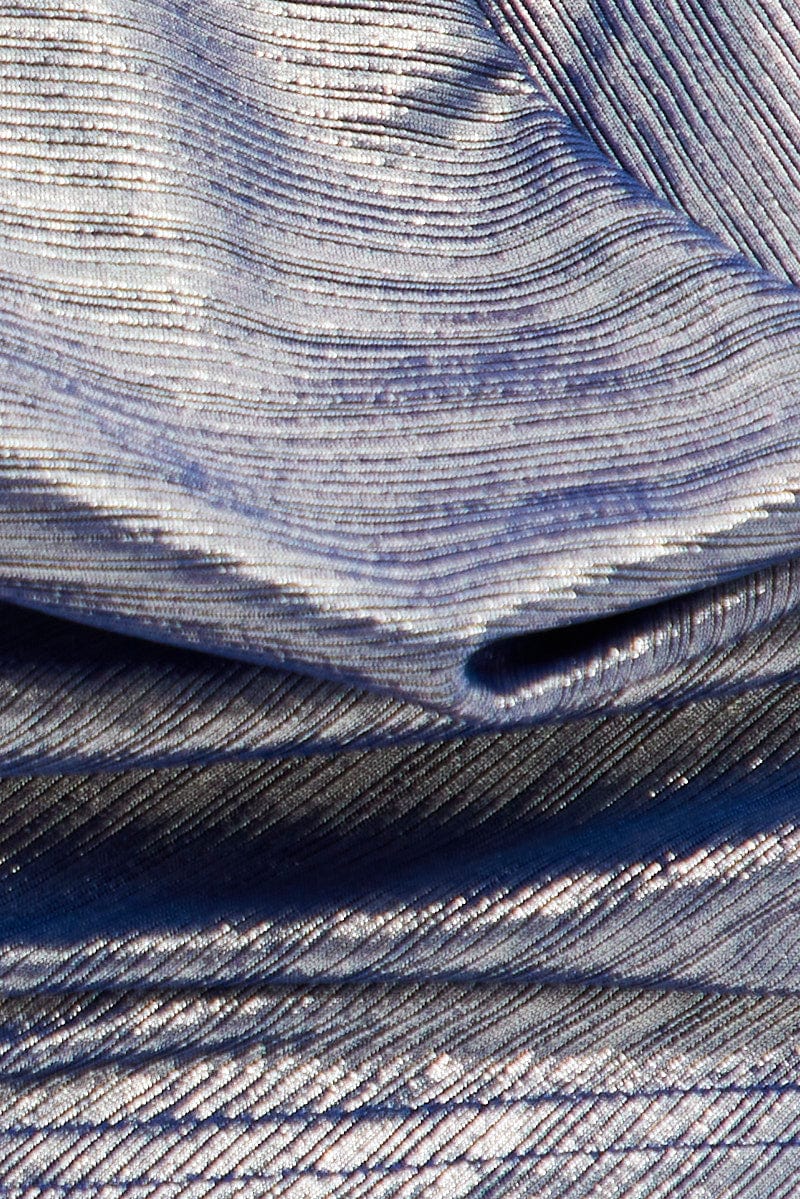 Blue Halter Top Tie Back Cowl Neck Foil Jersey - Image 6