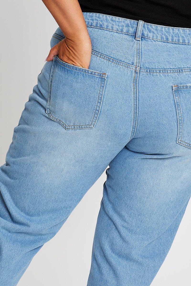 Blue High Rise Straight Denim Jeans - Image 6