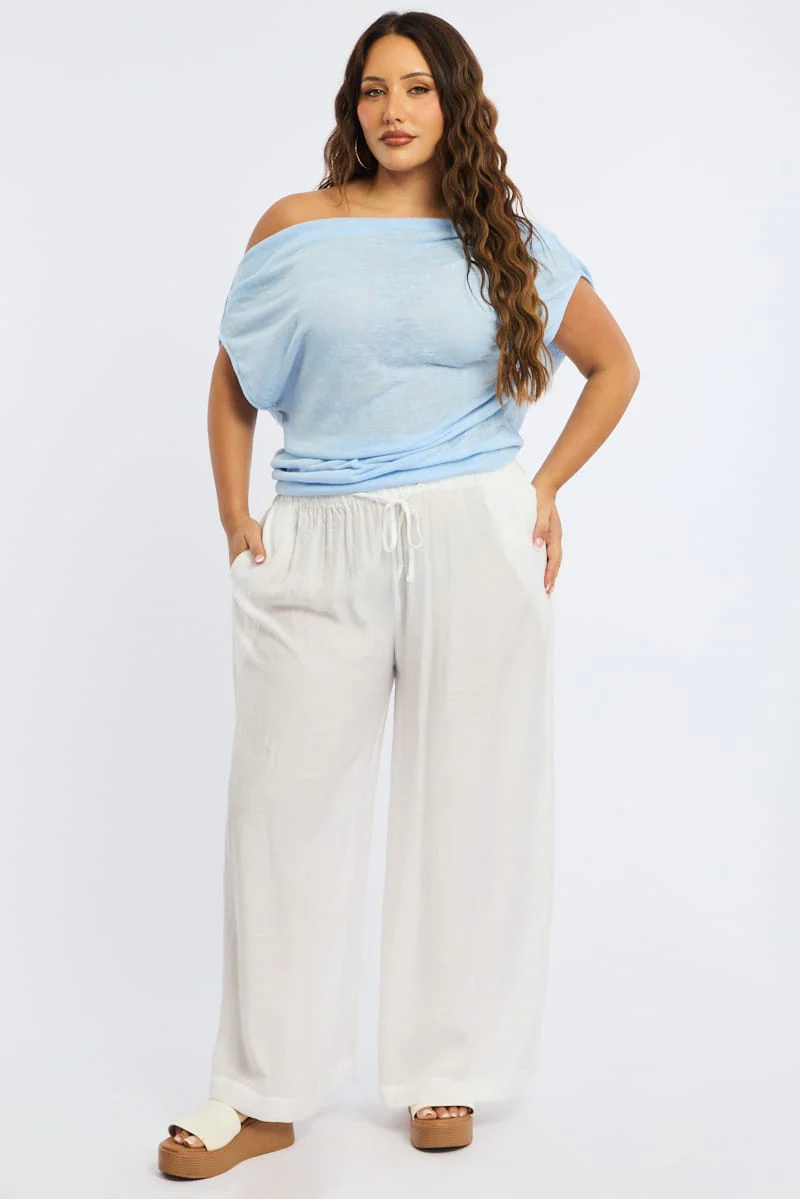 Blue Jersey Top One Shoulder - Image 2