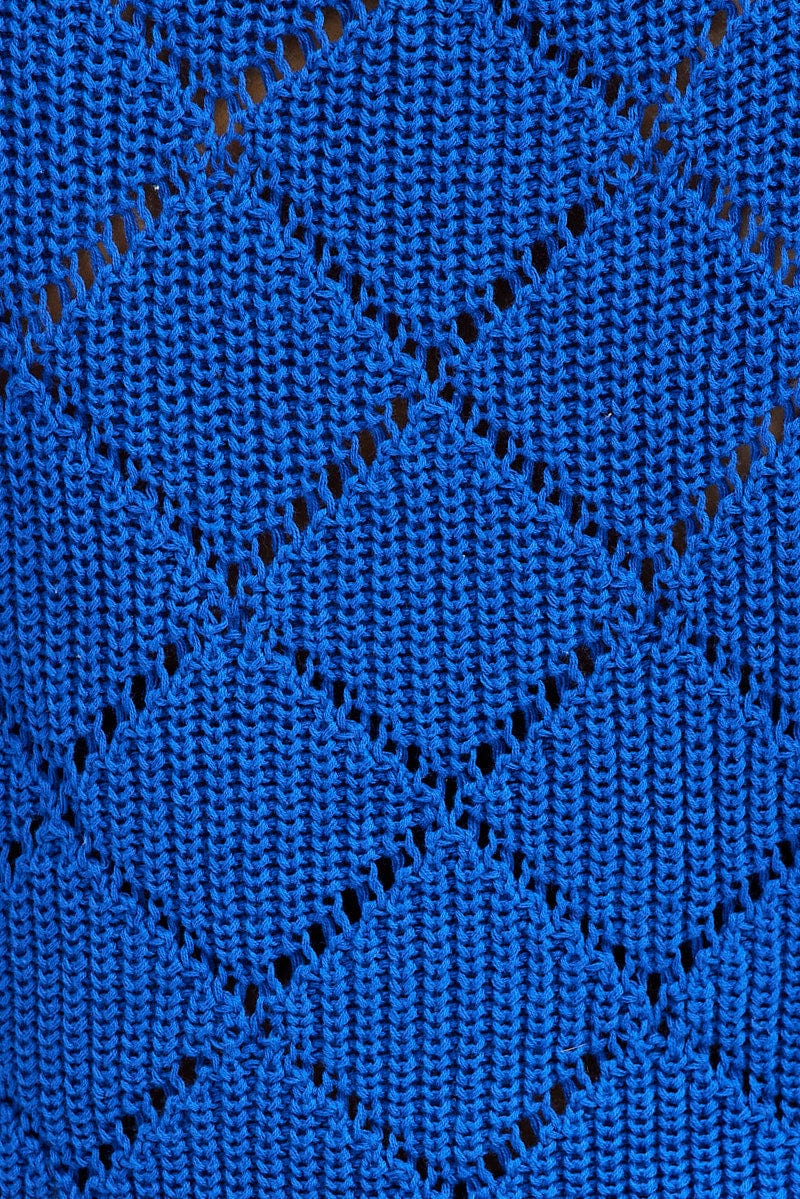 Blue Knit Crop Jumper Long Sleeve - Image 6