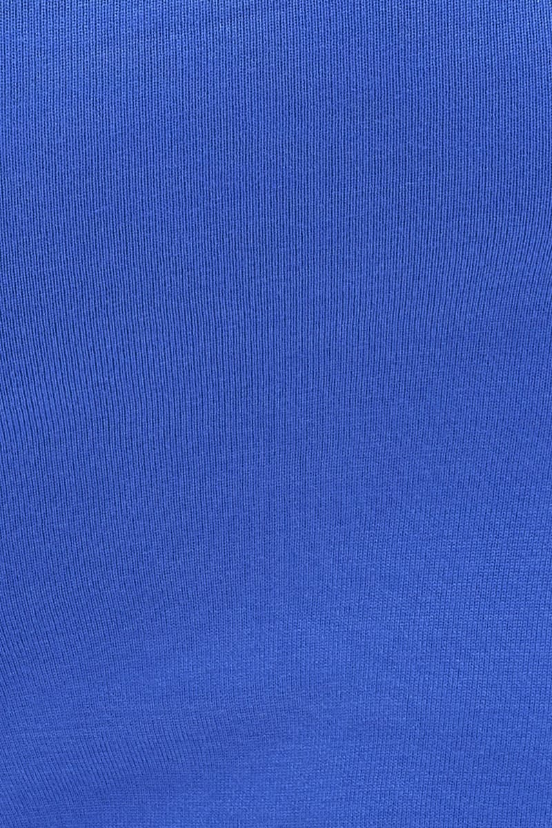 Blue Knit Dress Midi Length Keyhole Detail Sleeveless - Image 6