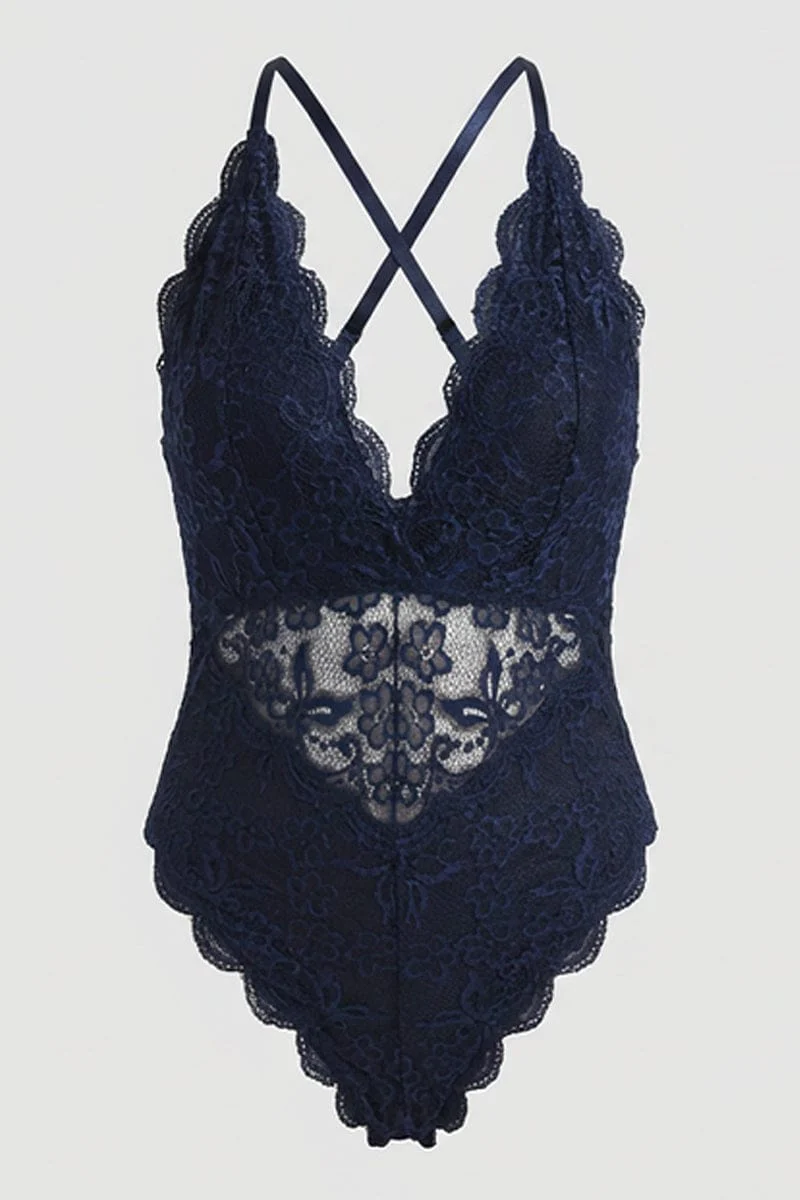 Blue Lace One Piece Bodysuit