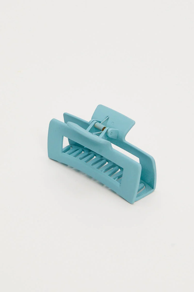 Blue Matt Square Shaped Hair Claw - Image 2