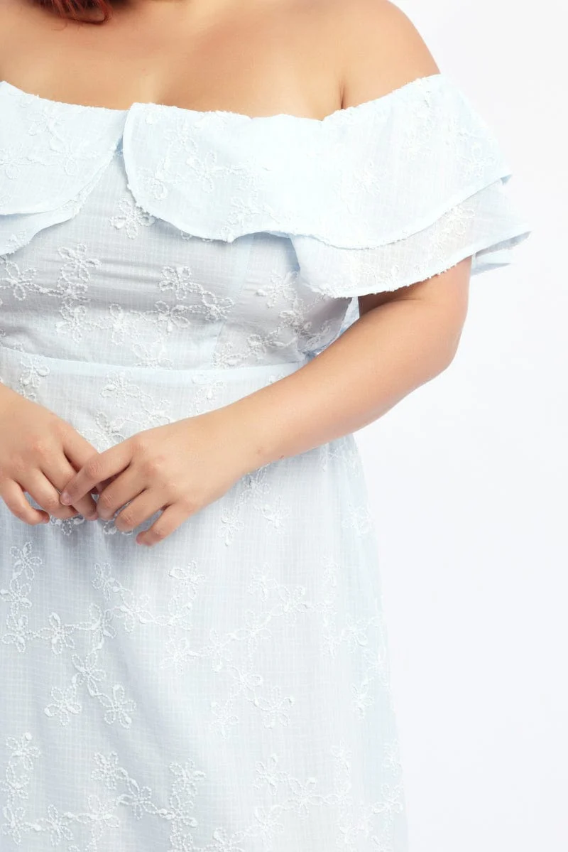 Blue Maxi Dress Off Shoulder Ruffle - Image 5