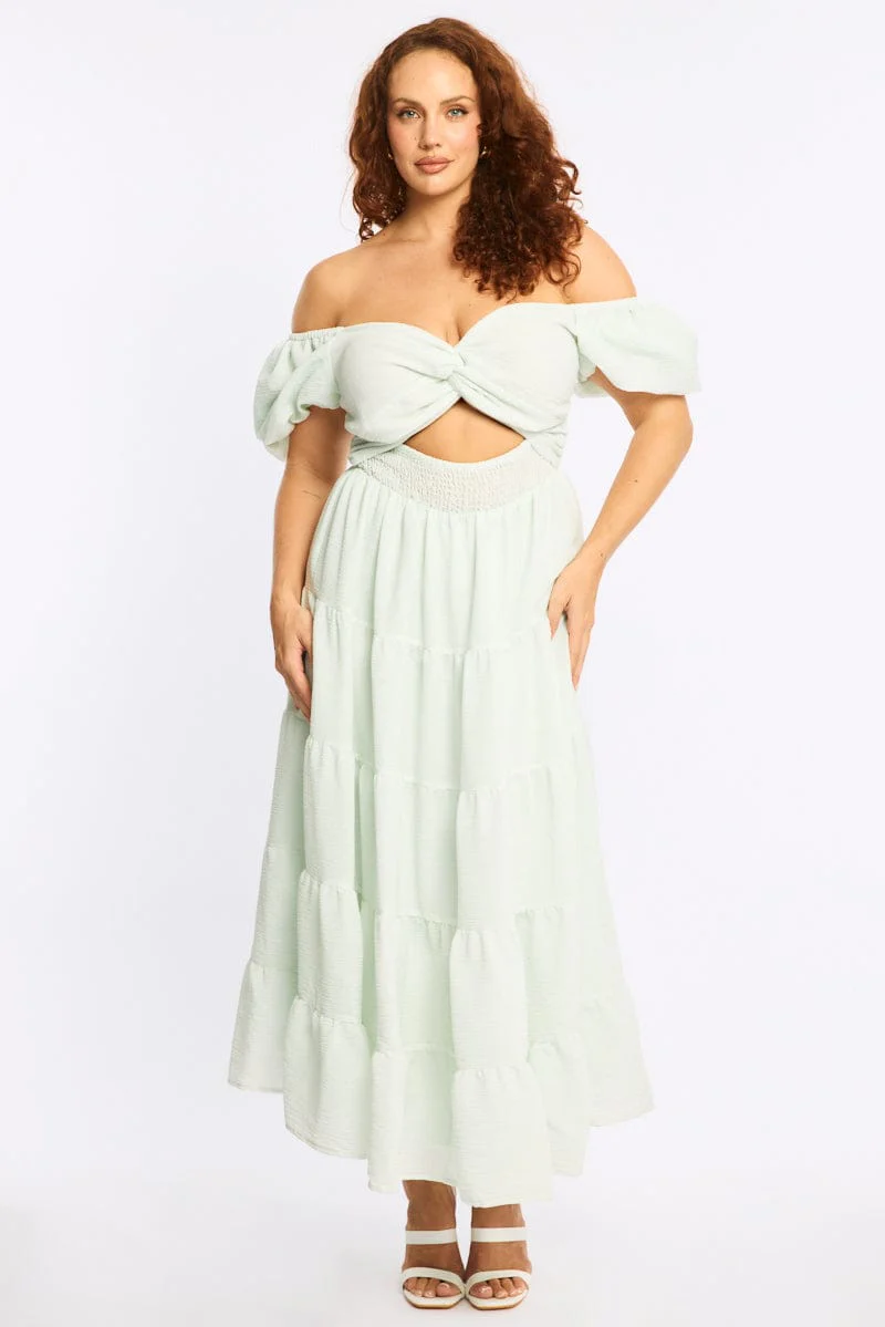 Blue Maxi Dress Short Sleeve Cut Out