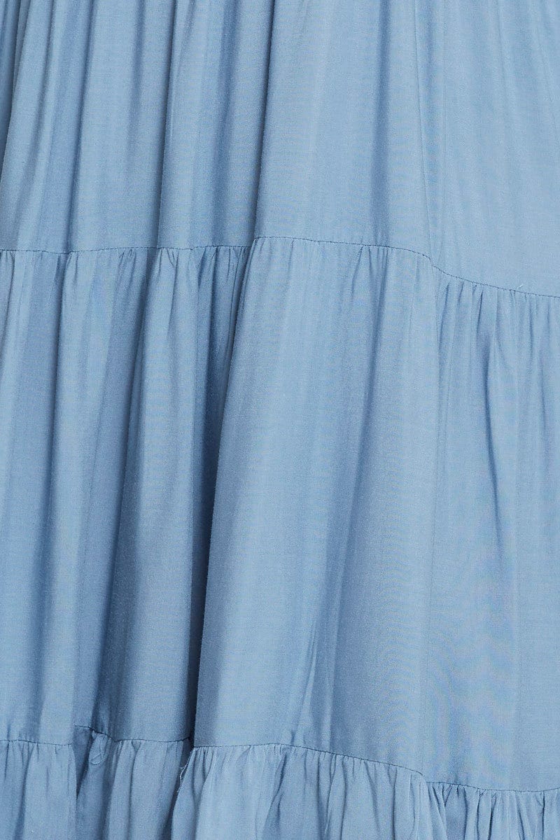 Blue Midi Dress Square Neck Sleeveless - Image 6
