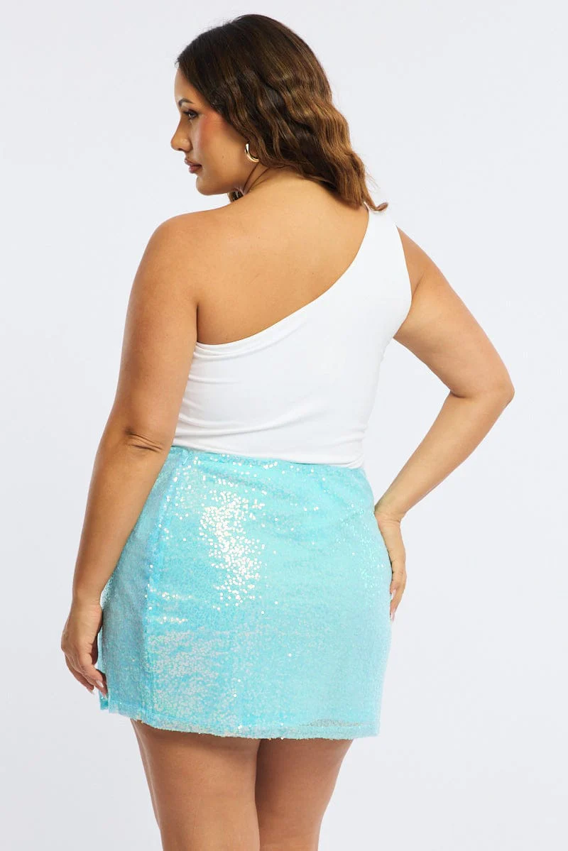 Blue Mini Skirt Sequin - Image 6