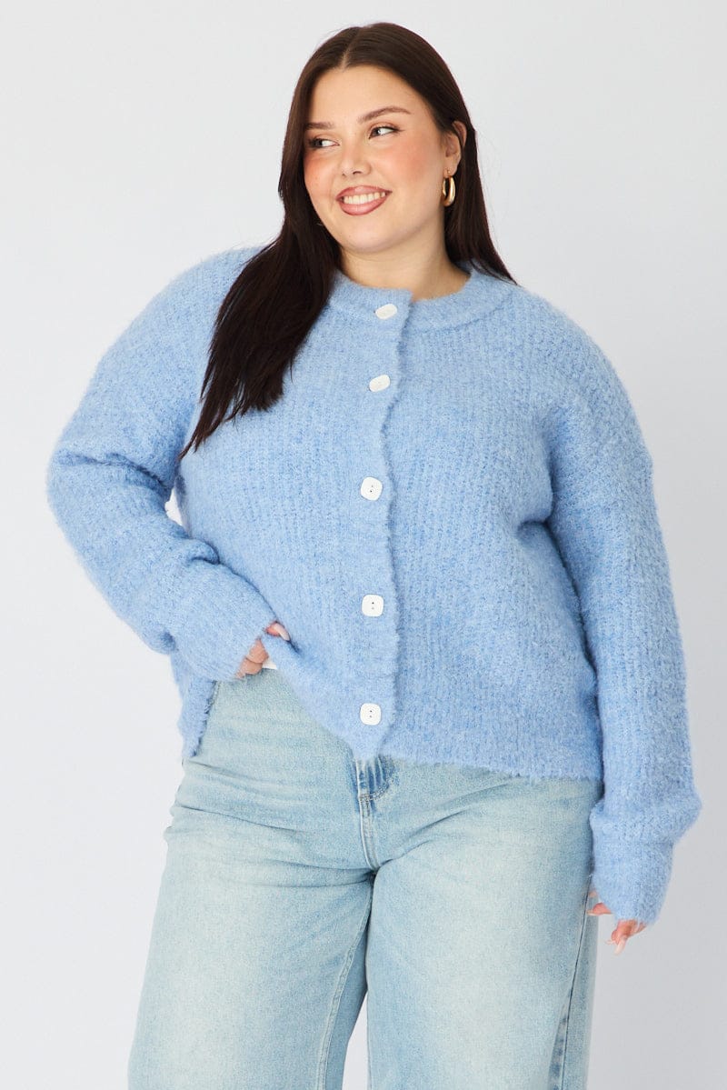 Blue Oversized Cardigan Long Sleeve - Image 4