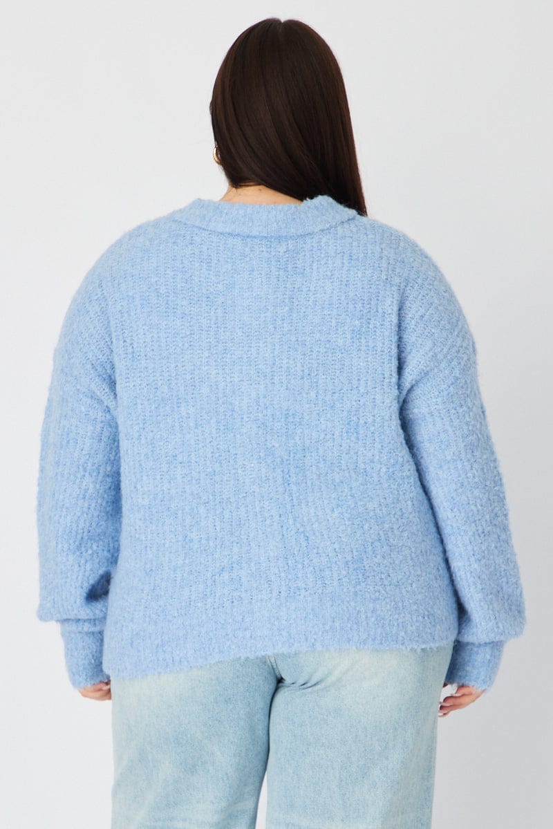 Blue Oversized Cardigan Long Sleeve - Image 6