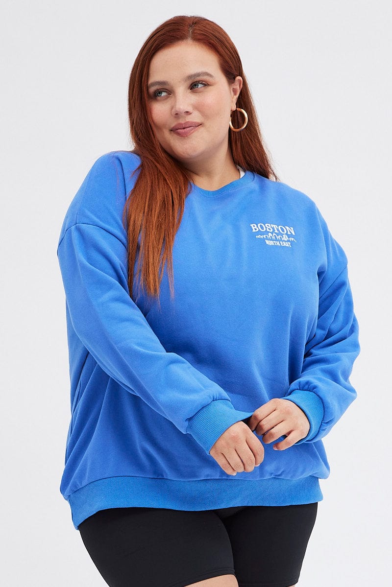 Blue Oversized Sweater Embroidered - Image 2