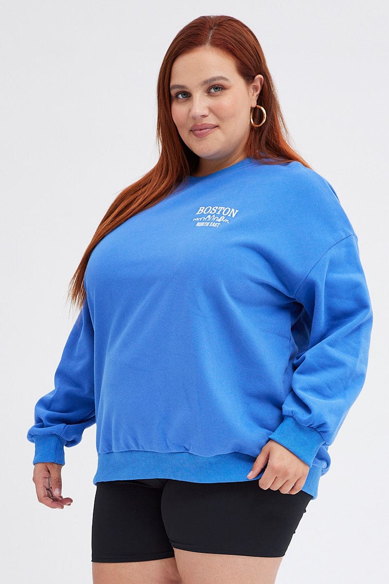 Blue Oversized Sweater Embroidered - Image 4