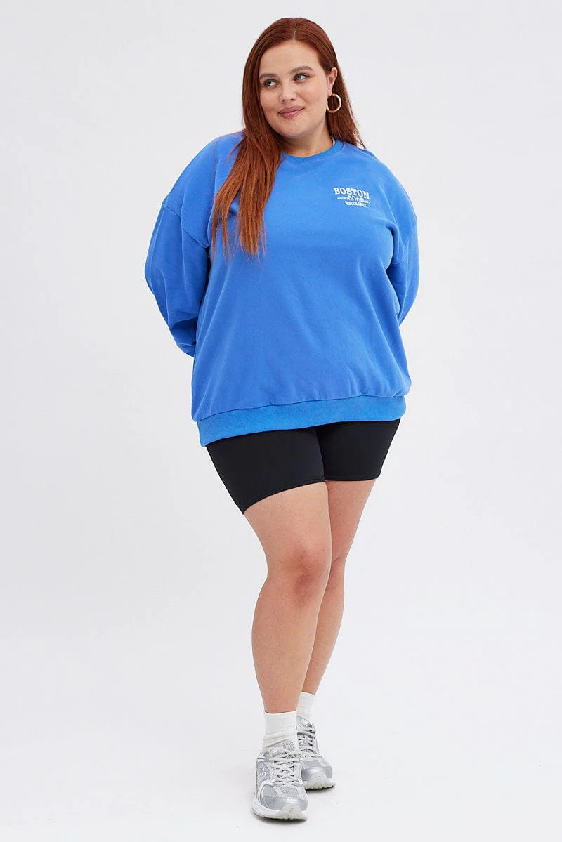 Blue Oversized Sweater Embroidered - Image 5