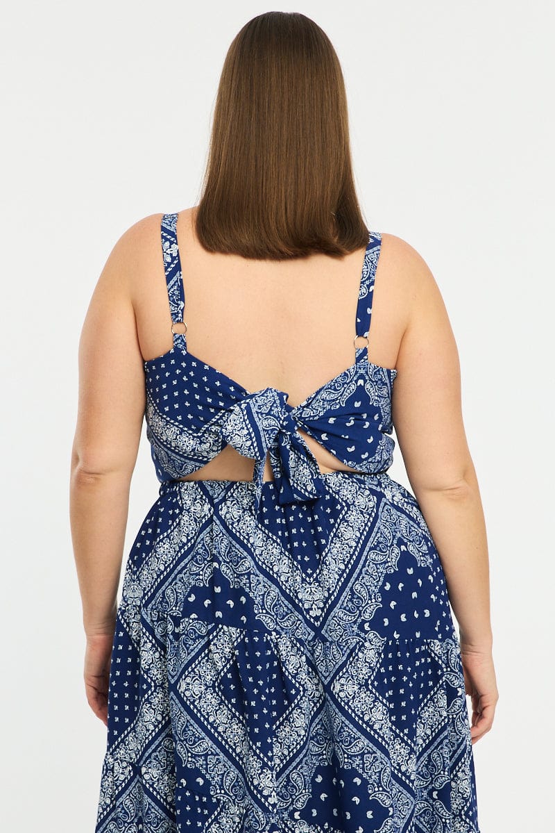 Blue Paisley Bandana Scarf Top - Image 4