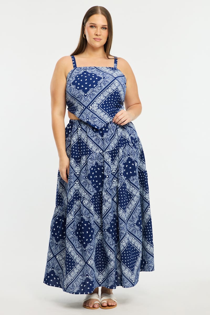 Blue Paisley Bandana Scarf Top - Image 2