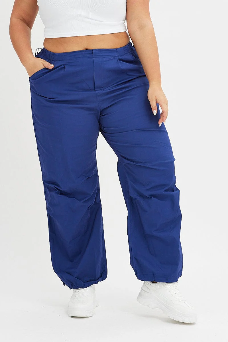 Blue Parachute Cargo Pants Low Rise - Image 2