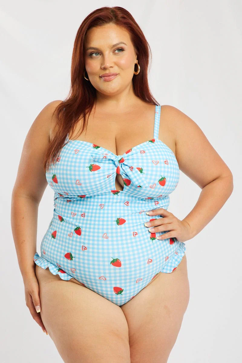Blue Print One Piece Swimsuit