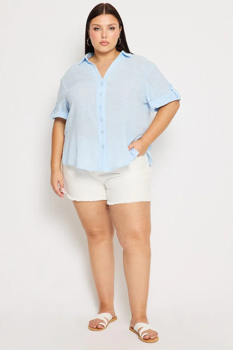Blue Relaxed Shirt Short Sleeve - Image 2