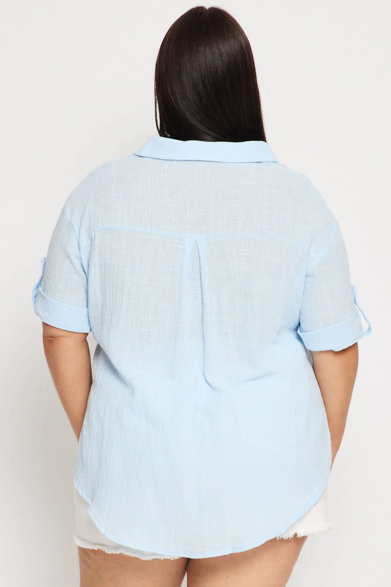 Blue Relaxed Shirt Short Sleeve - Image 4