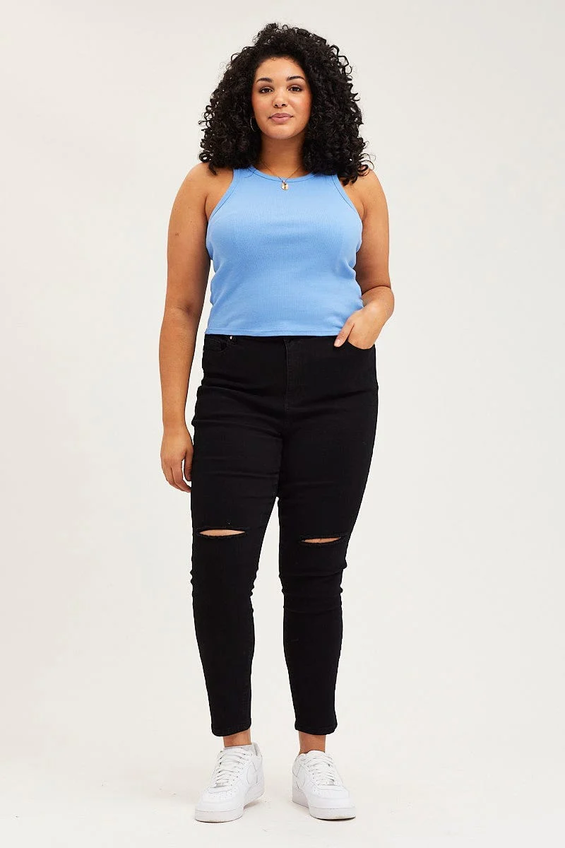 Blue Rib Tank Top - Image 2