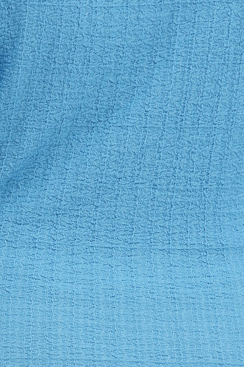 Blue Ruched Shirt Short Sleeve Button Up - Image 6
