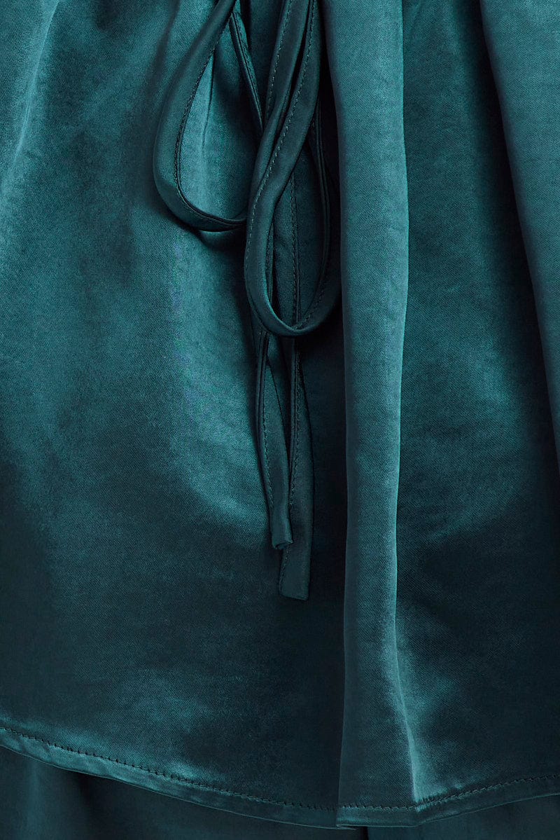 Blue Ruffle Playsuit Sleeveless Cowl Neck Satin - Image 7
