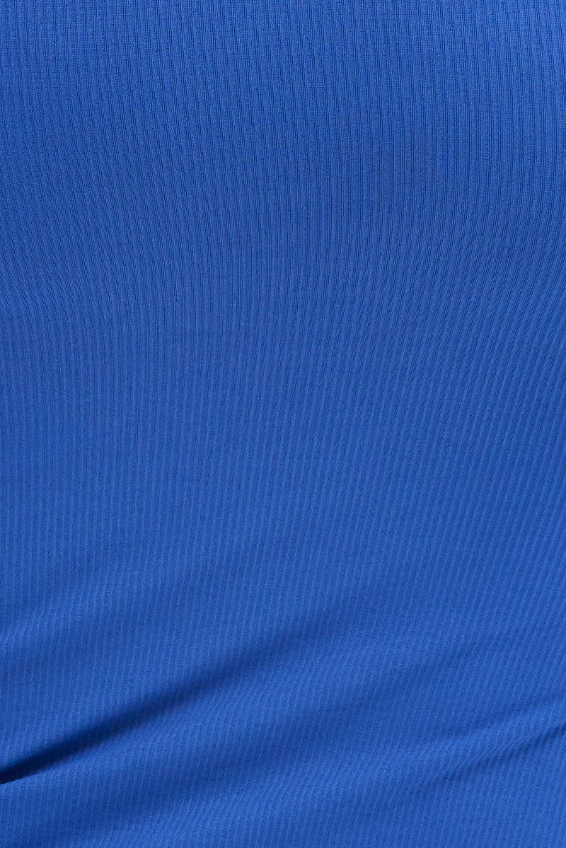 Blue Scoop Neck Top Rib Jersey Seamless Look - Image 6