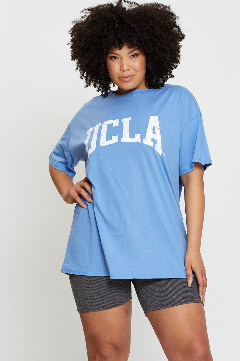 Blue Short Sleeve Jersey Crew Neck