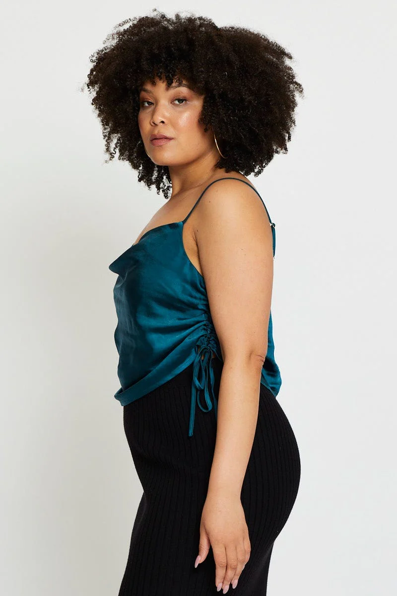 Blue Singlet Top Satin Ed Side - Image 4