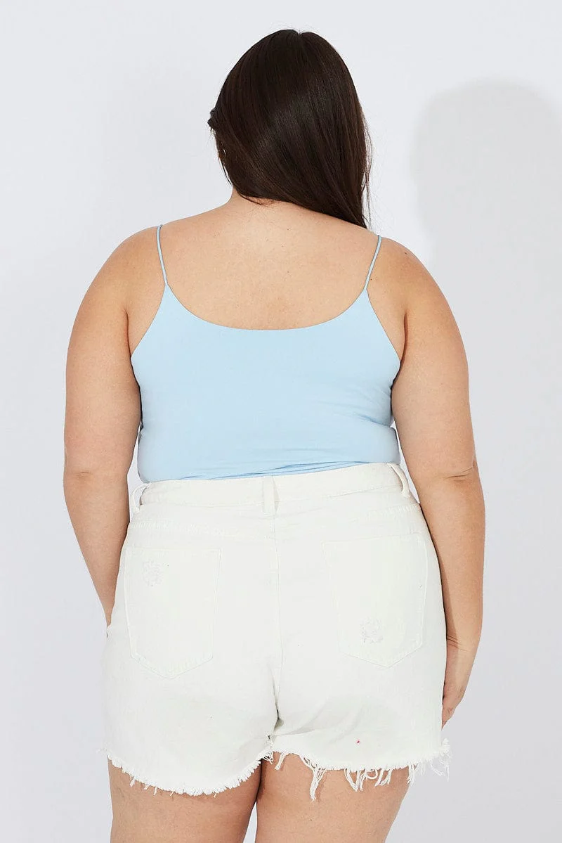Blue Singlet Top Scoop Neck Supersoft - Image 6