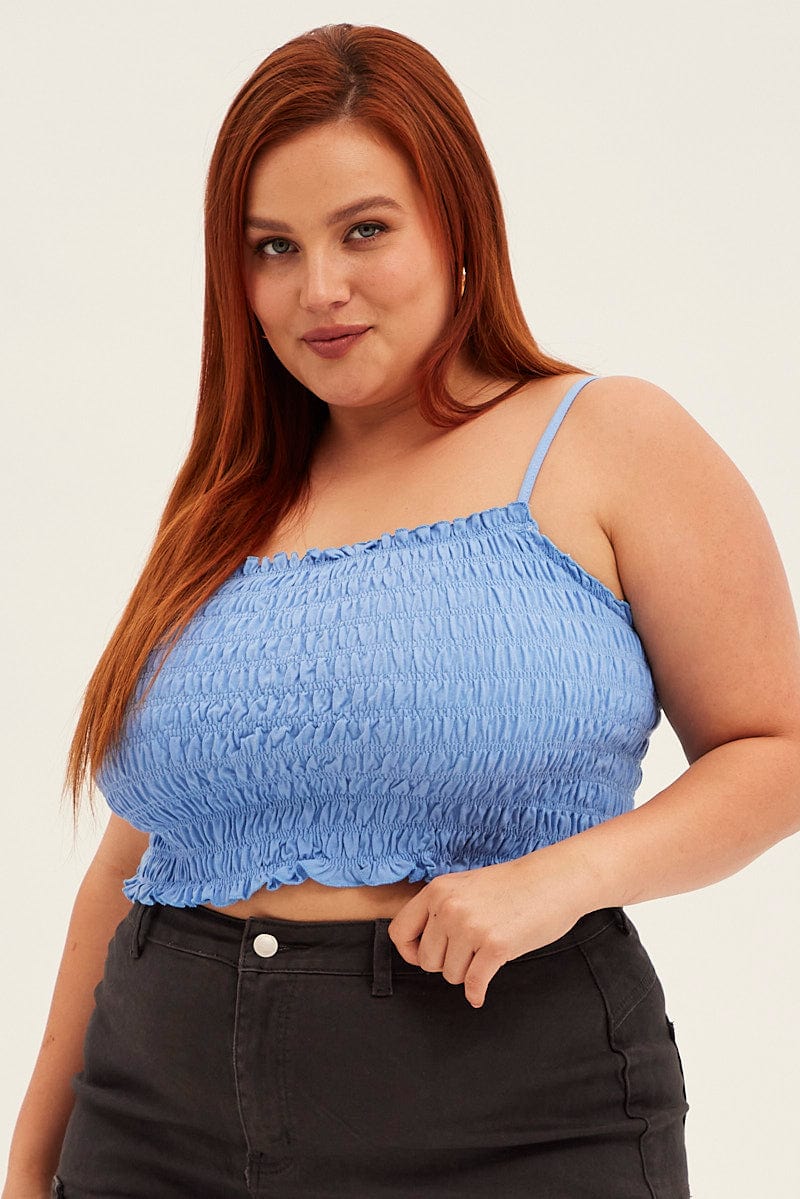 Blue Singlet Top Square Neck - Image 3