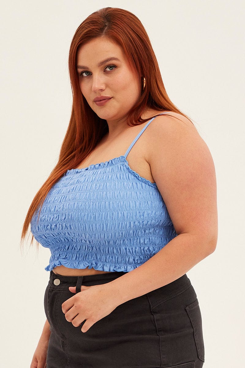 Blue Singlet Top Square Neck - Image 4