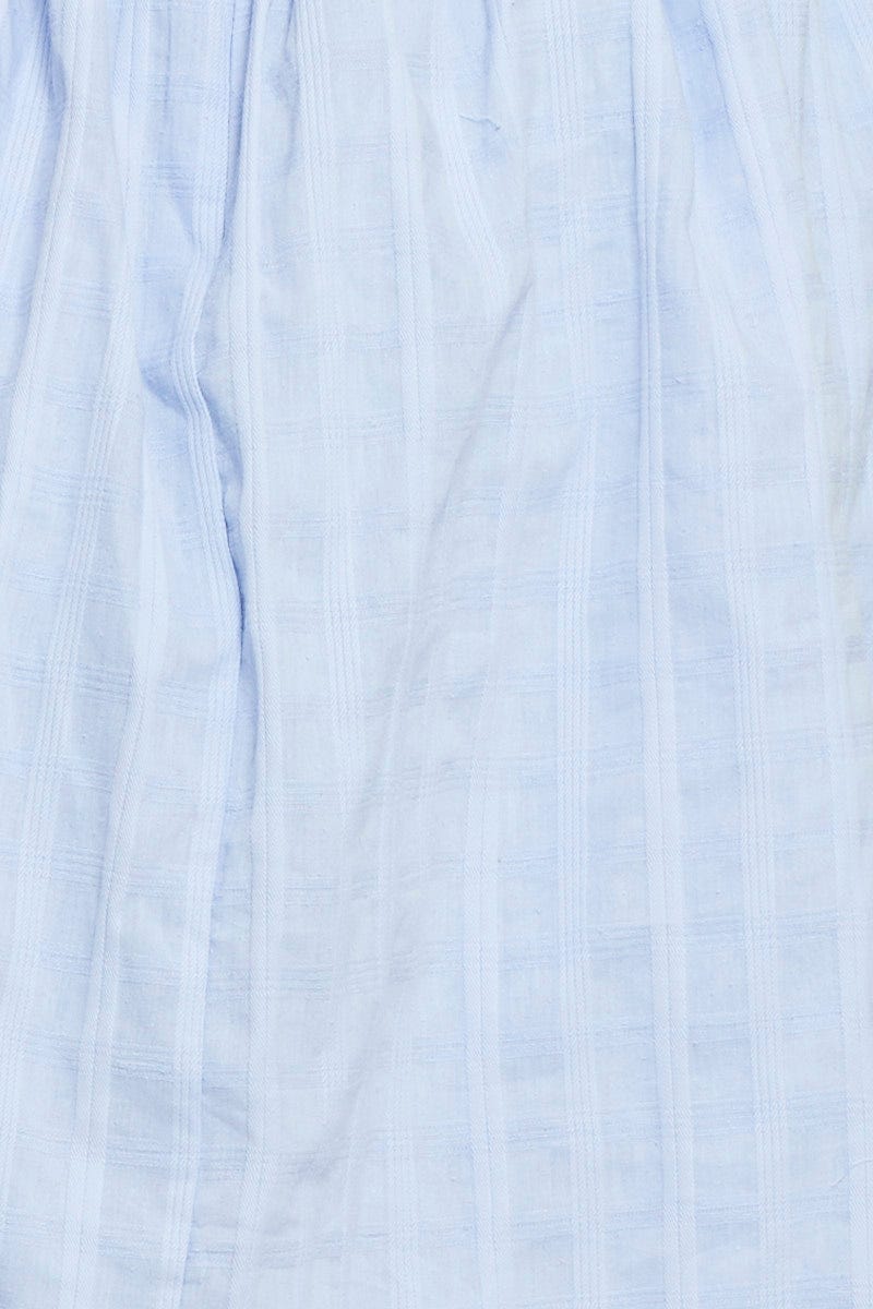 Blue Skater Dress Round Neck Short Sleeve - Image 6