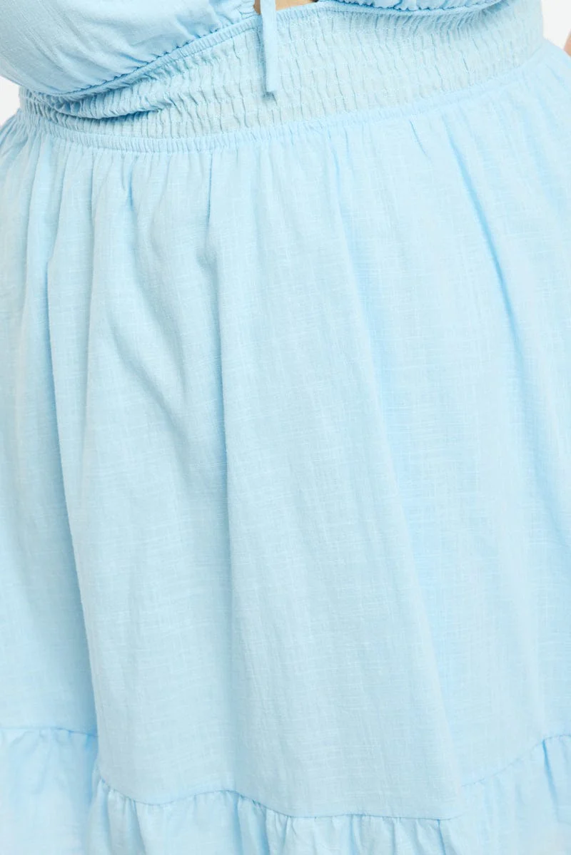 Blue Skater Dress Short Sleeve Cut Out - Image 5