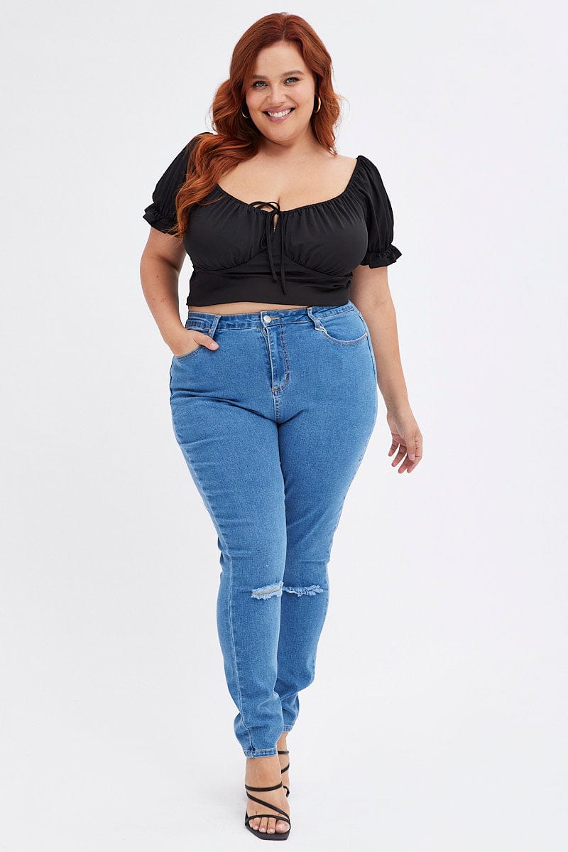 Blue Skinny Denim Jeans High Rise - Image 3