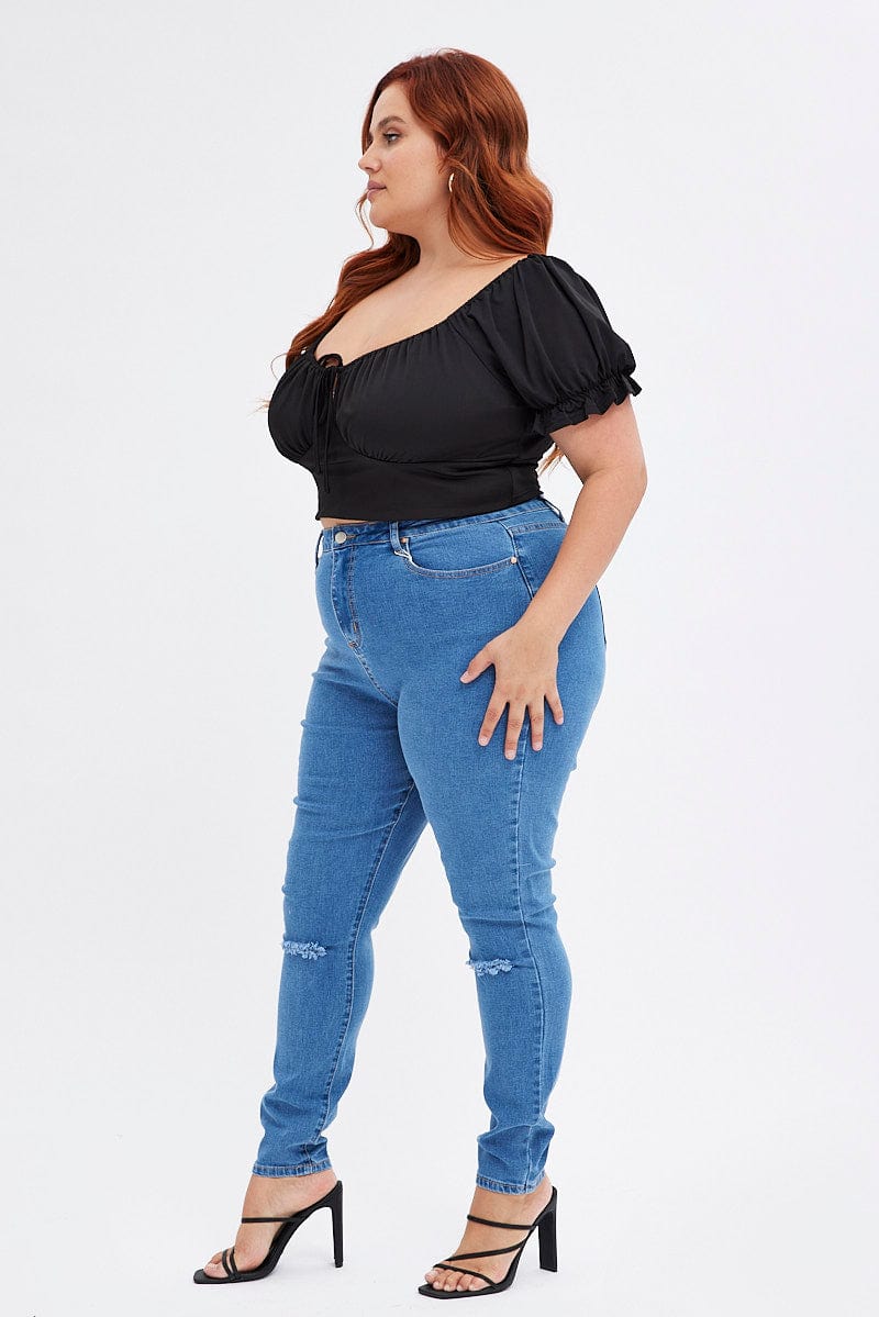 Blue Skinny Denim Jeans High Rise - Image 4