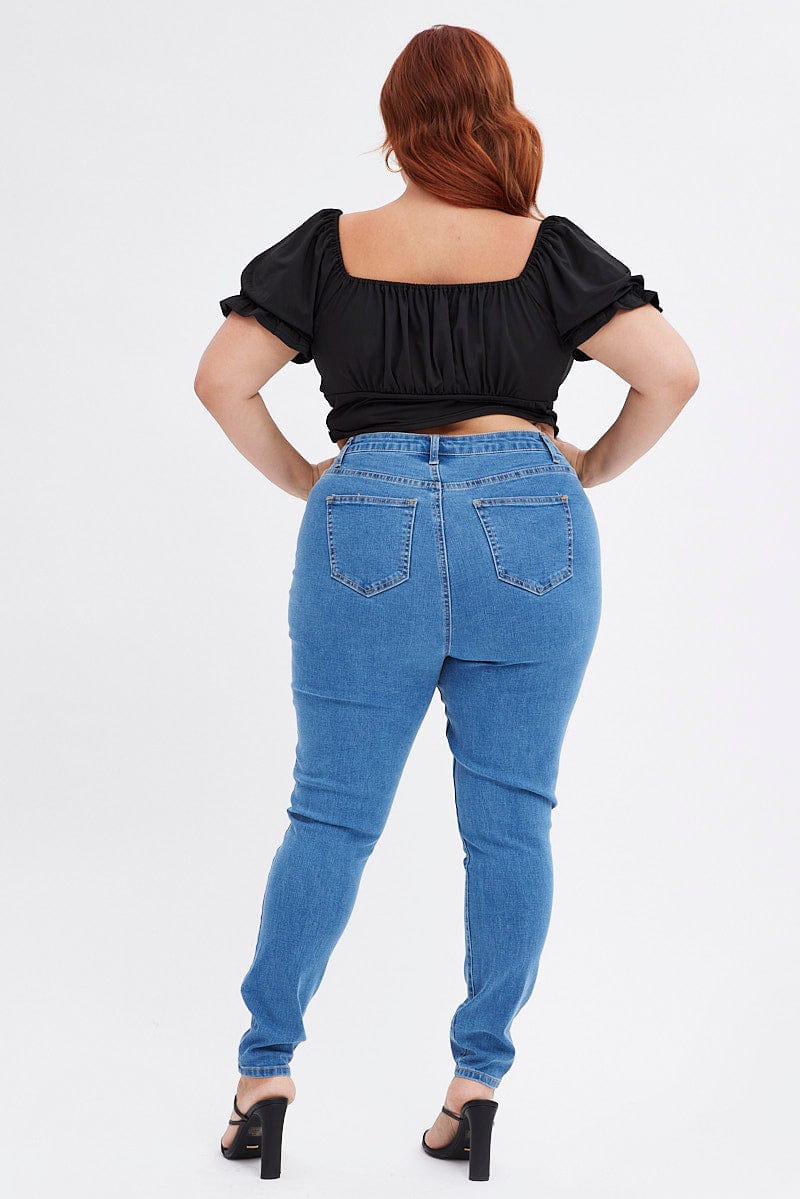 Blue Skinny Denim Jeans High Rise - Image 5